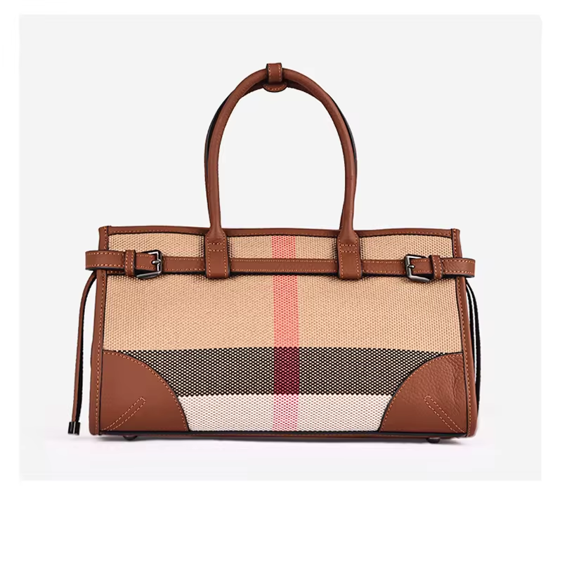 Checkered Canvas Crossbody Bag – Stylish & Practical