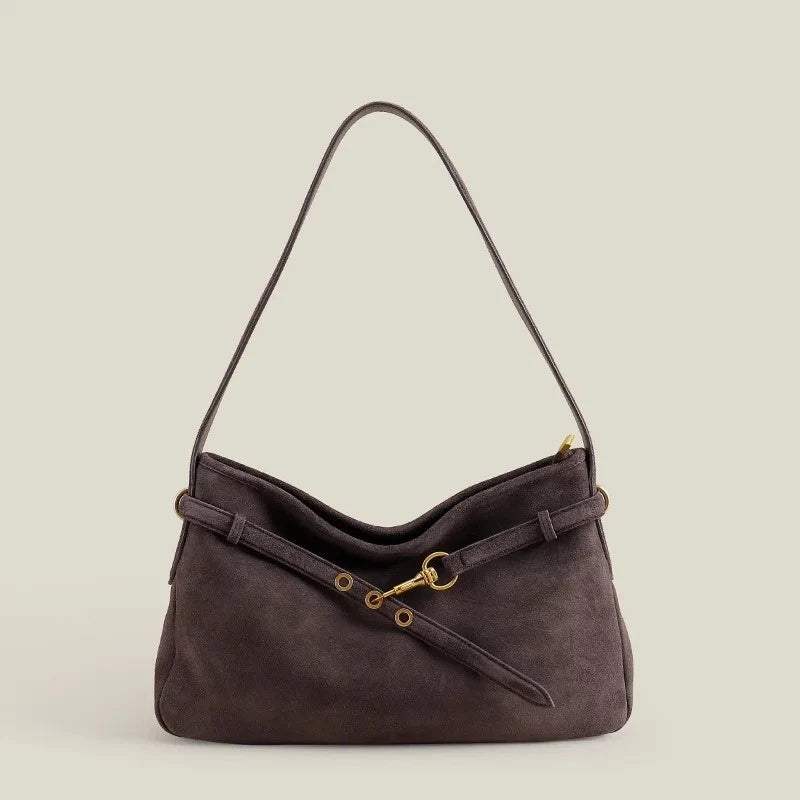 Genuine Cow Leather Tote Bag – Winter Suede Shoulder Bag Large Capacity Handbag