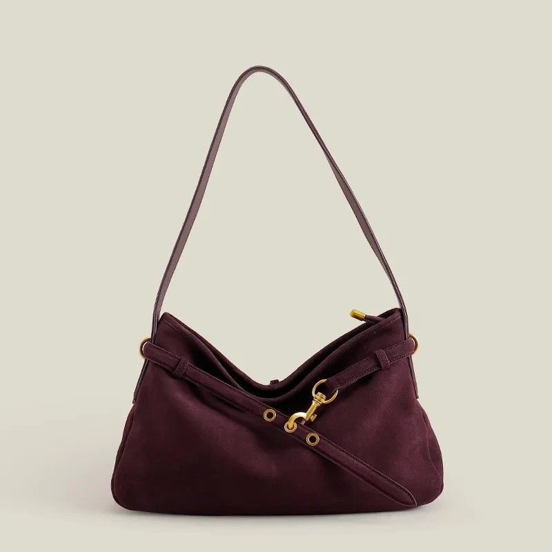 Genuine Cow Leather Tote Bag – Winter Suede Shoulder Bag Large Capacity Handbag
