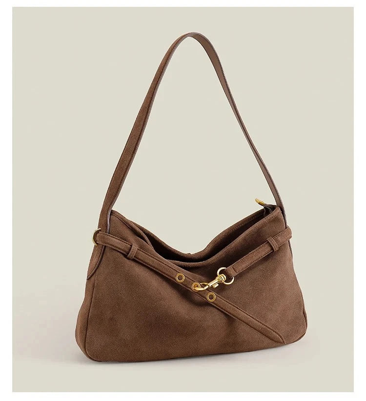 Genuine Cow Leather Tote Bag – Winter Suede Shoulder Bag Large Capacity Handbag