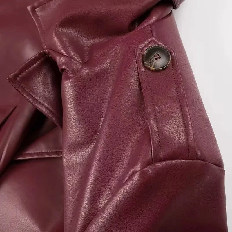 Women's Luxury Vegan Leather Trench Coat