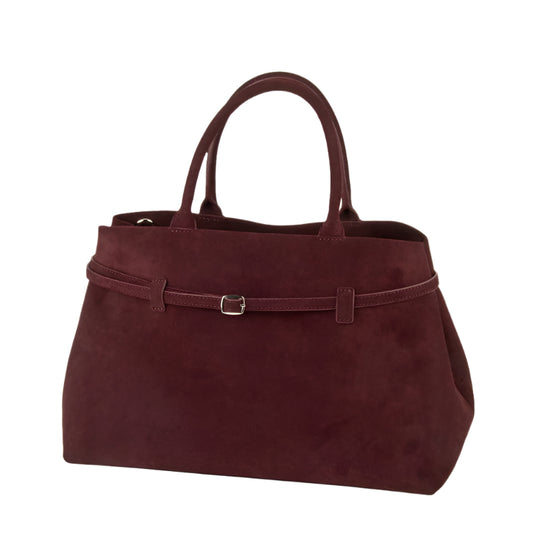 Burgundy Suede Handbag | Large Capacity Tote for Women