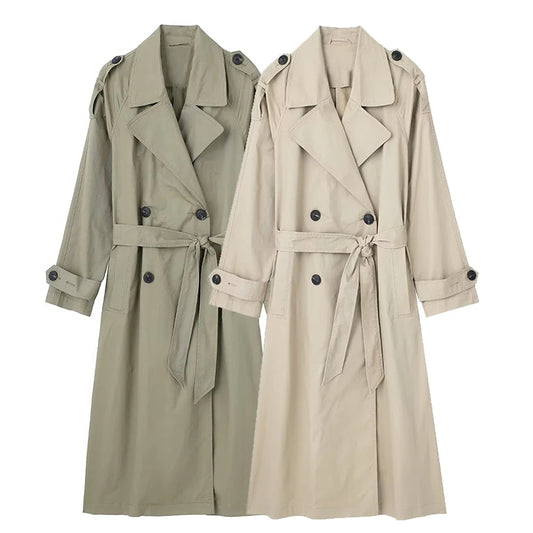 Women's Double-Breasted Trench Coat – Elegant & Timeless