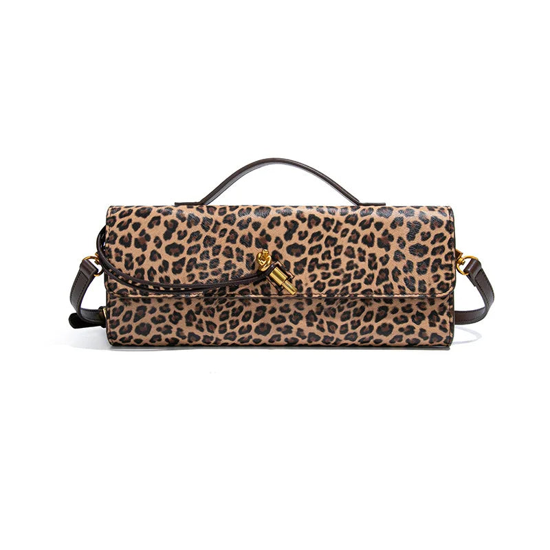 Women's Fashion Leopard Pattern Handheld Banquet Bag – Elegant Square Crossbody Bag