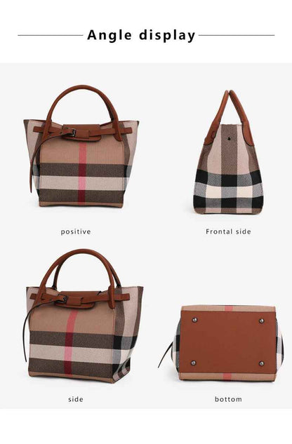 Essencenewyork Leather & Canvas Tote Handbag – Brown