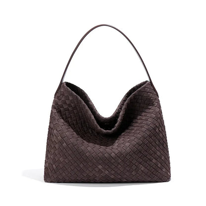 Vintage Woven Tote Bag – Luxury Matte Suede Handbag