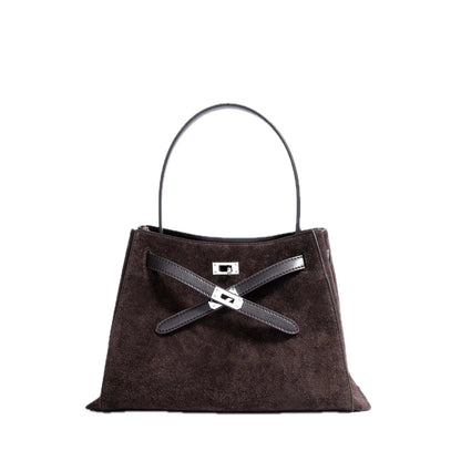 Genuine Suede Leather Elegant Tote Bag
