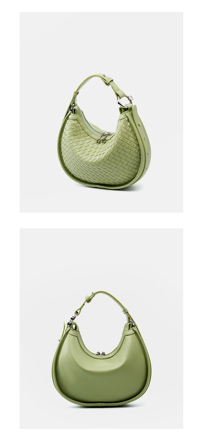 Genuine Leather Woven Shoulder Bag | Essence New York