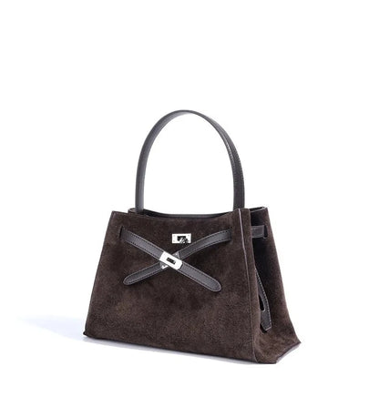 Genuine Suede Leather Elegant Tote Bag