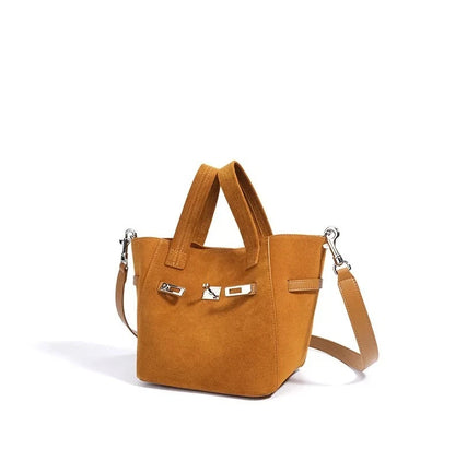 Genuine Luxury Matte Suede Bucket Tote