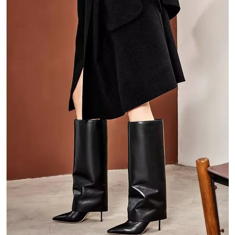 Women's Knee-High Leather Boots – Sexy & Elegant Heels