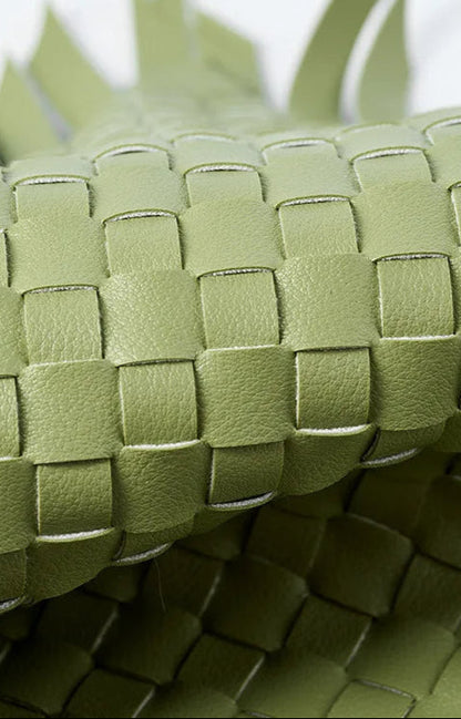 Genuine Leather Woven Shoulder Bag | Essence New York