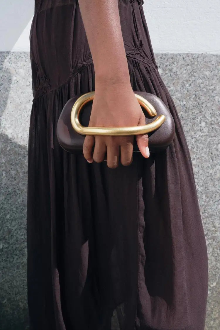 Gold Closure Box Clutch | Elegant Evening & Wedding Purse