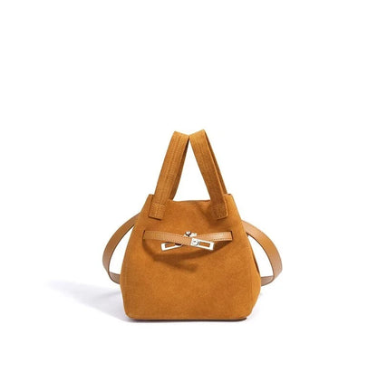 Genuine Luxury Matte Suede Bucket Tote
