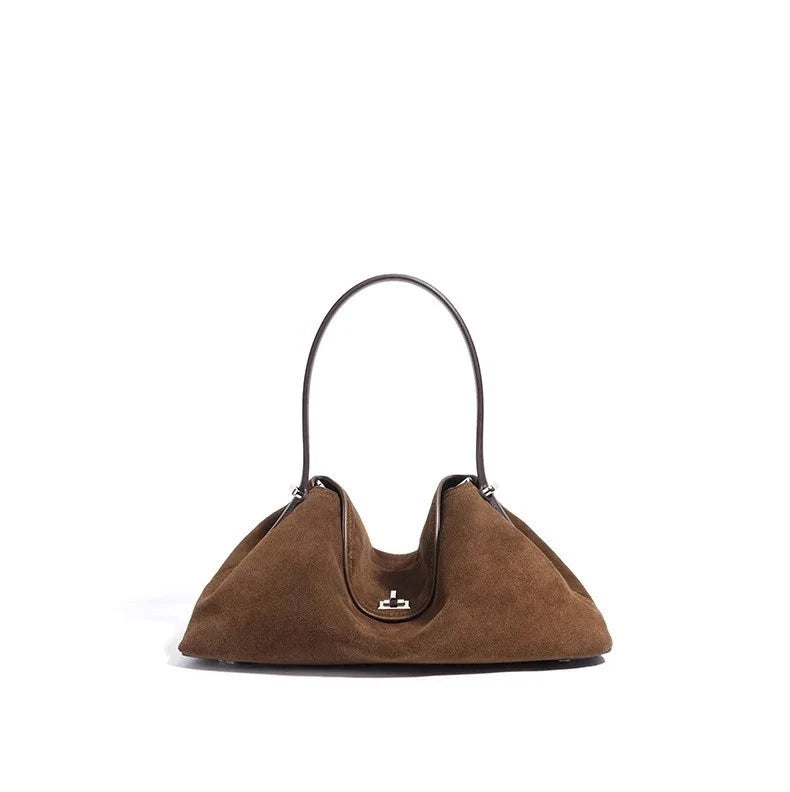 Luxury Suede Cowhide Leather Shoulder Bag