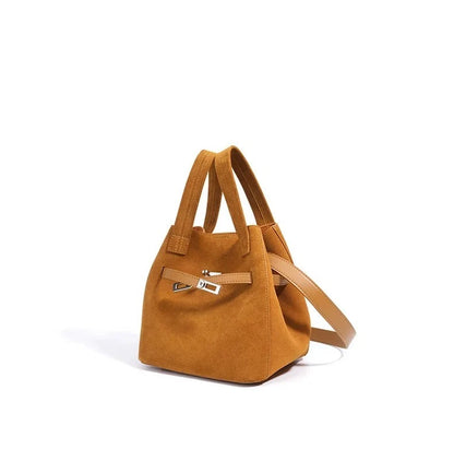 Genuine Luxury Matte Suede Bucket Tote