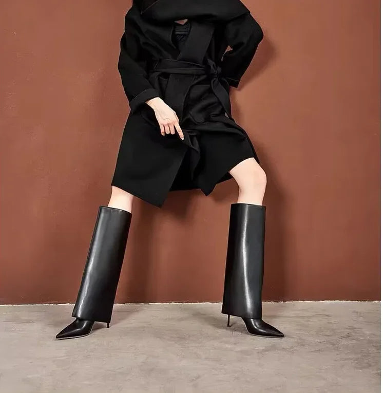 Women's Knee-High Leather Boots – Sexy & Elegant Heels