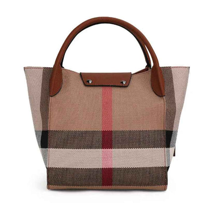 Essencenewyork Leather & Canvas Tote Handbag – Brown