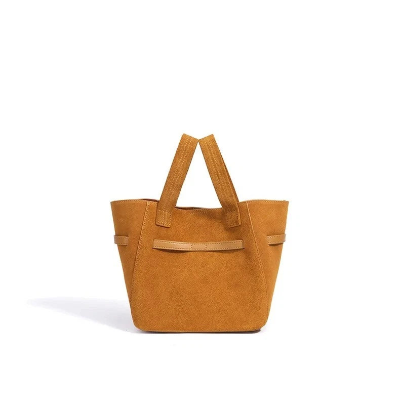 Genuine Luxury Matte Suede Bucket Tote