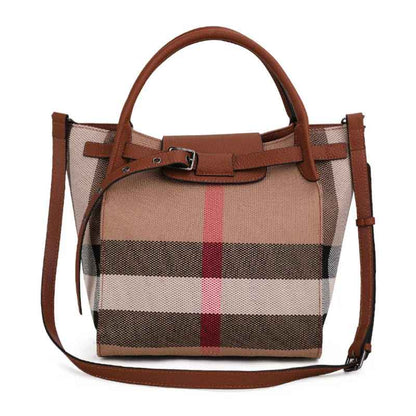 Essencenewyork Leather & Canvas Tote Handbag – Brown