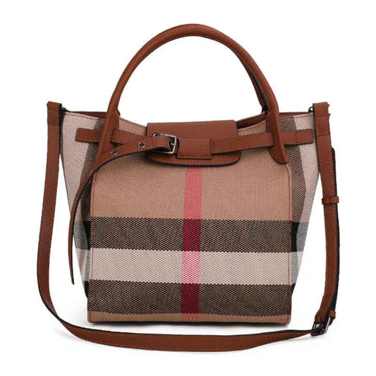 Essencenewyork Leather & Canvas Tote Handbag – Brown