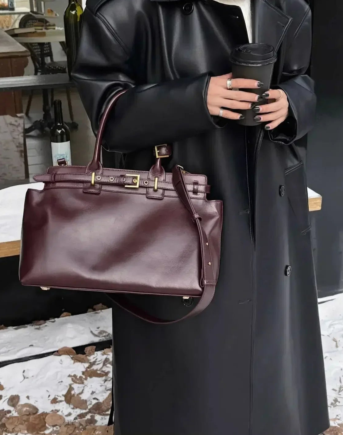 Vintage Satchel Tote - Winter Shoulder Bag | Essence New York
