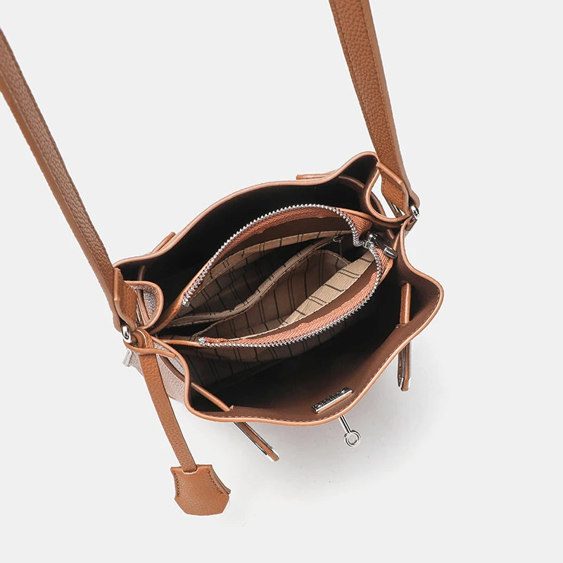 Vegan Leather Bucket Bag – 2025 Casual Crossbody & Shoulder Purse for Women