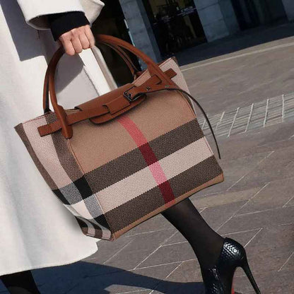 Essencenewyork Leather & Canvas Tote Handbag – Brown