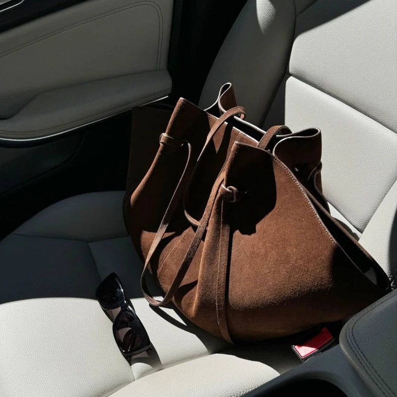 Large Suede Tote Bag | Luxury Designer Handbag for Women