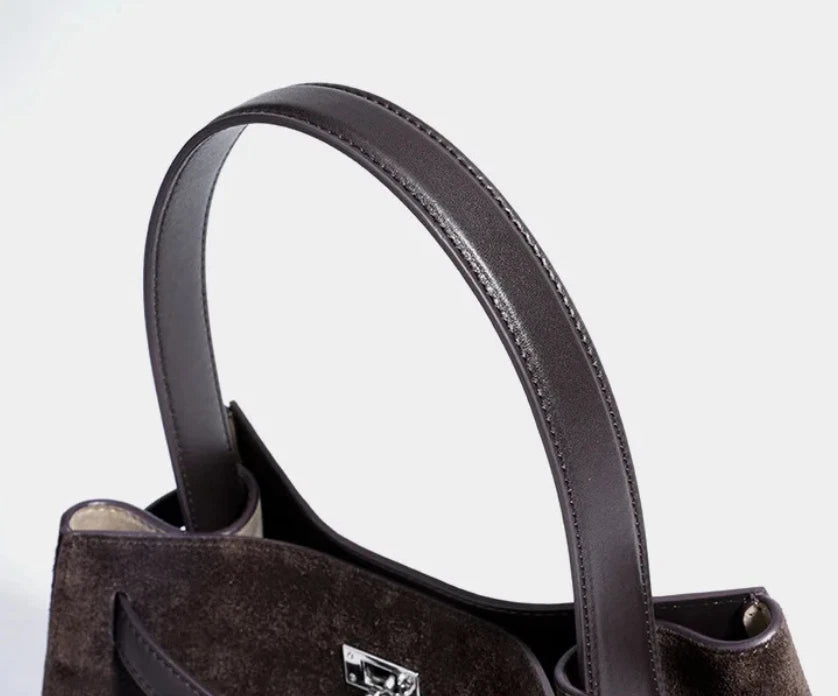 Genuine Suede Leather Elegant Tote Bag