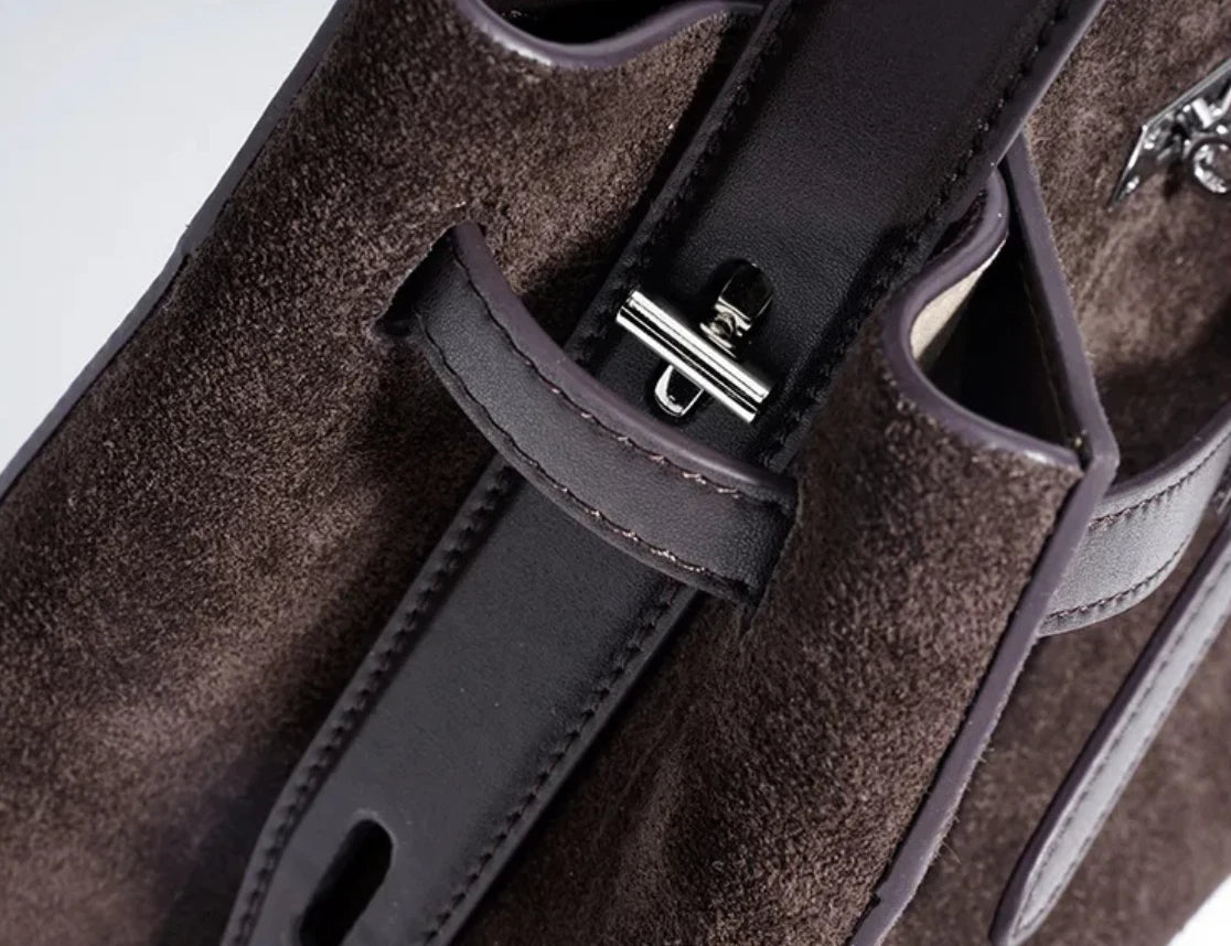 Genuine Suede Leather Elegant Tote Bag