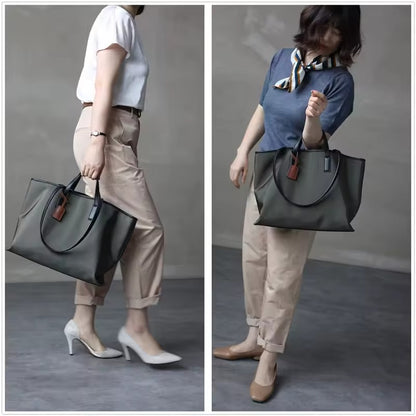 Non-Crease Nylon & Cow Leather Bag – Stylish & Durable
