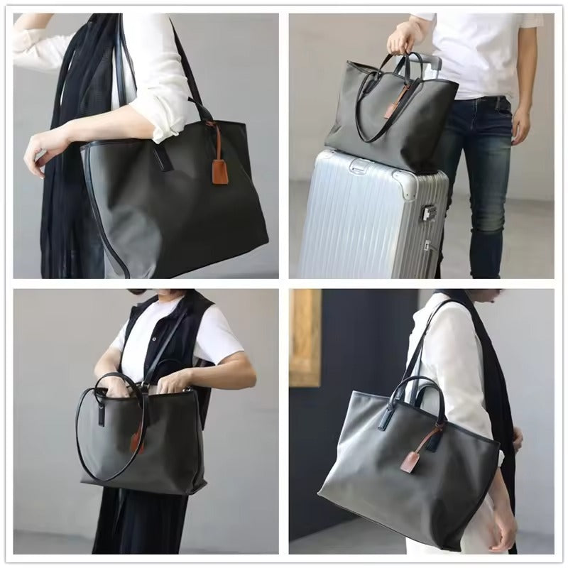 Non-Crease Nylon & Cow Leather Bag – Stylish & Durable