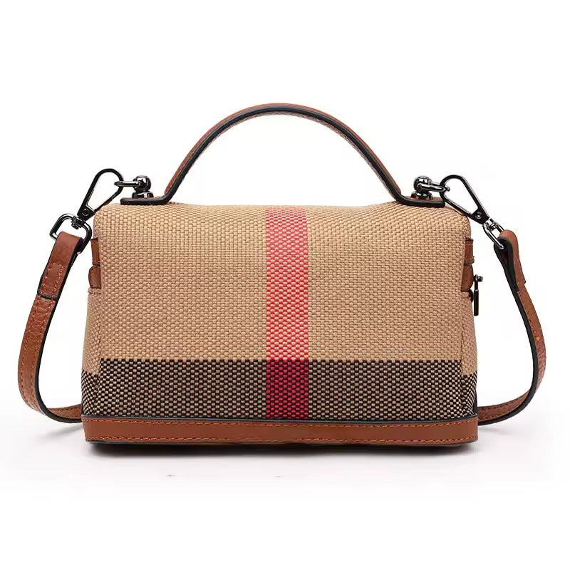 Aidrani Square Bag – Canvas & Cowhide Elegance
