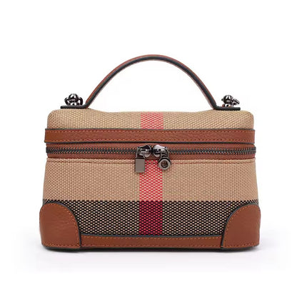 Aidrani Square Bag – Canvas & Cowhide Elegance