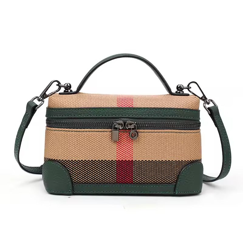 Aidrani Square Bag – Canvas & Cowhide Elegance