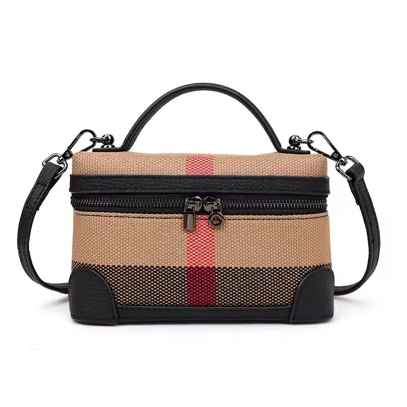 Aidrani Square Bag – Canvas & Cowhide Elegance