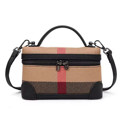 Aidrani Square Bag – Canvas & Cowhide Elegance