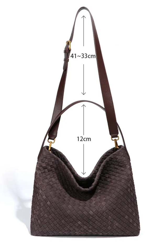 Vintage Woven Tote Bag – Luxury Matte Suede Handbag
