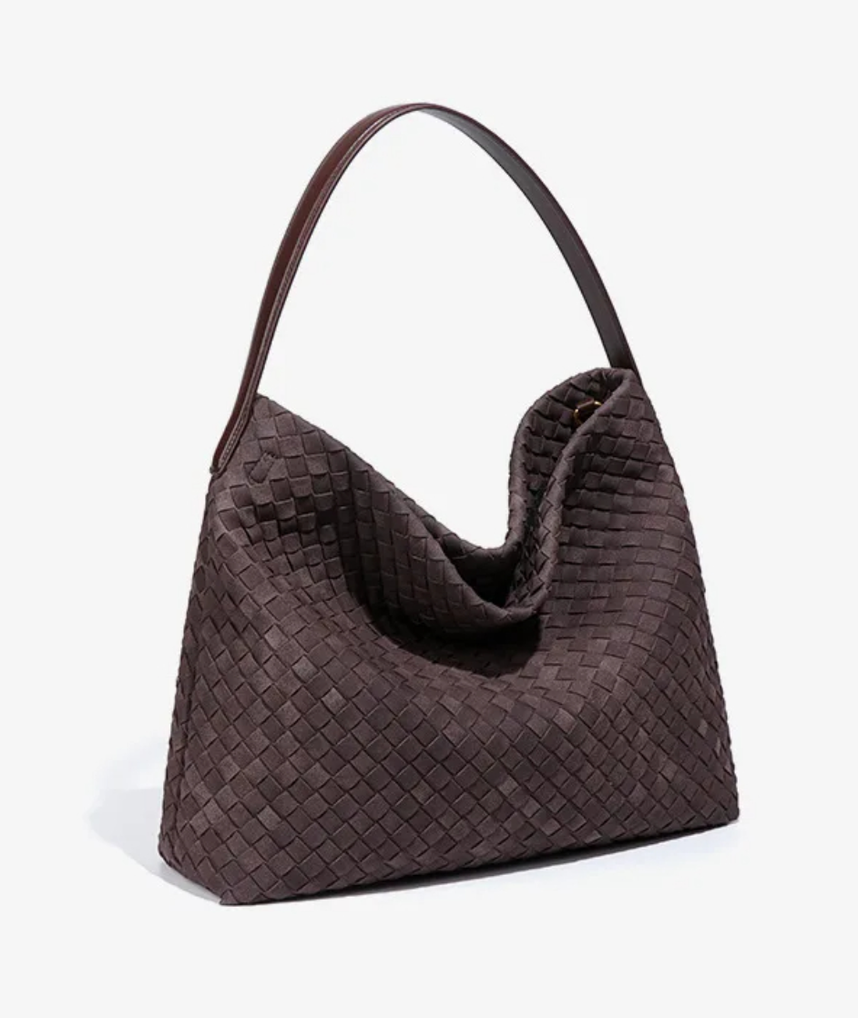 Vintage Woven Tote Bag – Luxury Matte Suede Handbag