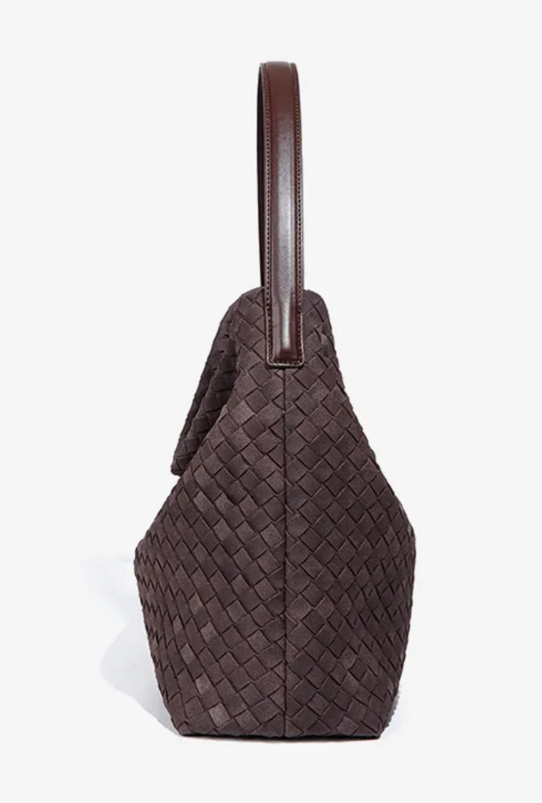 Vintage Woven Tote Bag – Luxury Matte Suede Handbag
