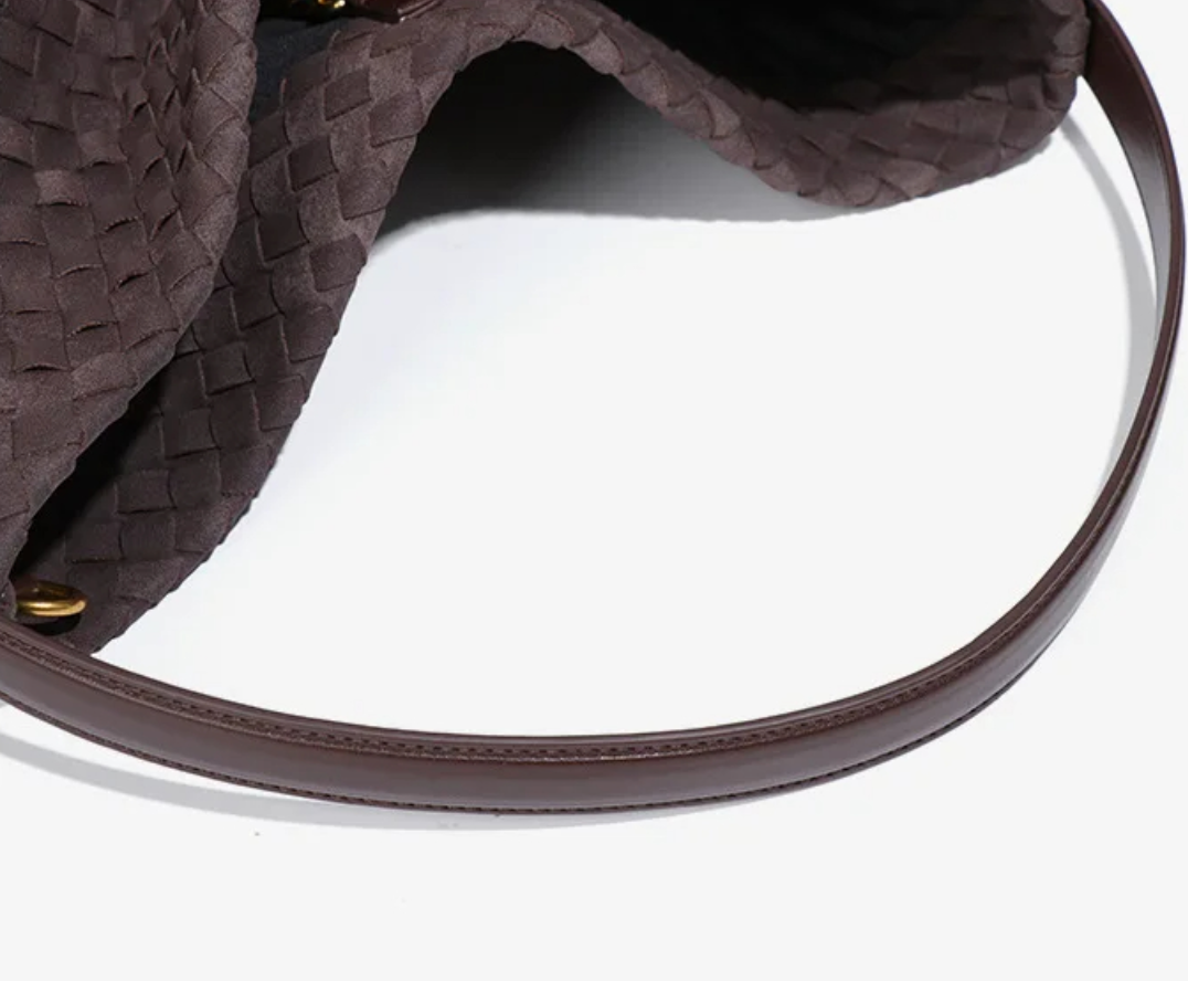 Vintage Woven Tote Bag – Luxury Matte Suede Handbag