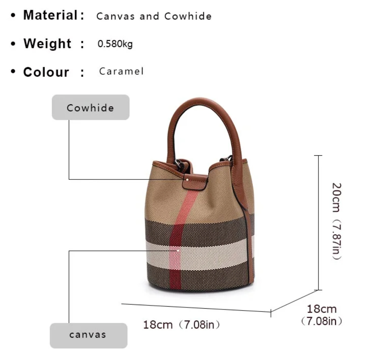 Essence New York Women's Checkered Bucket Handbag – Genuine Leather, Walmart Wurberry