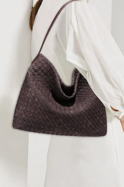 Vintage Woven Tote Bag – Luxury Matte Suede Handbag