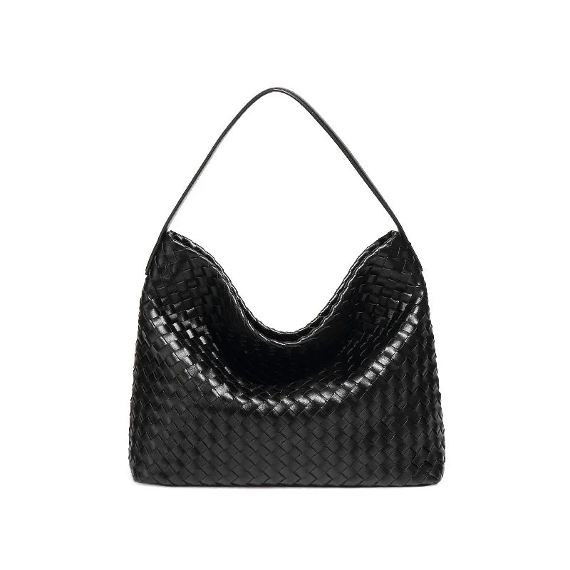 Vintage Matte Woven Tote Bag – Large Capacity Luxury Fashion Shoulder & Crossbody Bag for Women