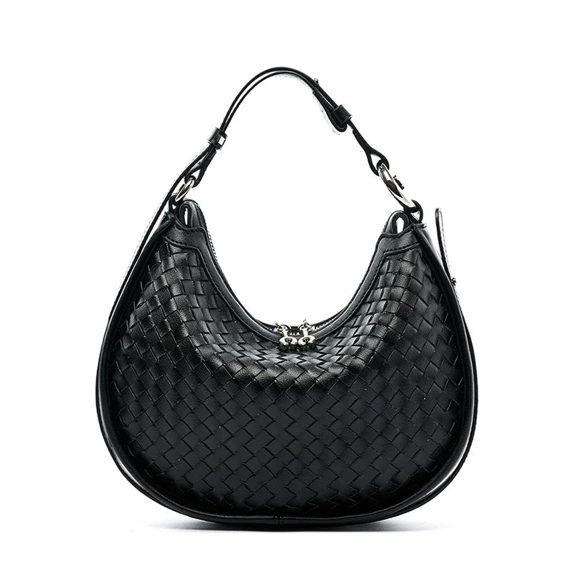 Genuine Leather Woven Shoulder Bag | Essence New York