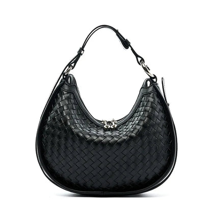 Genuine Leather Woven Shoulder Bag | Essence New York