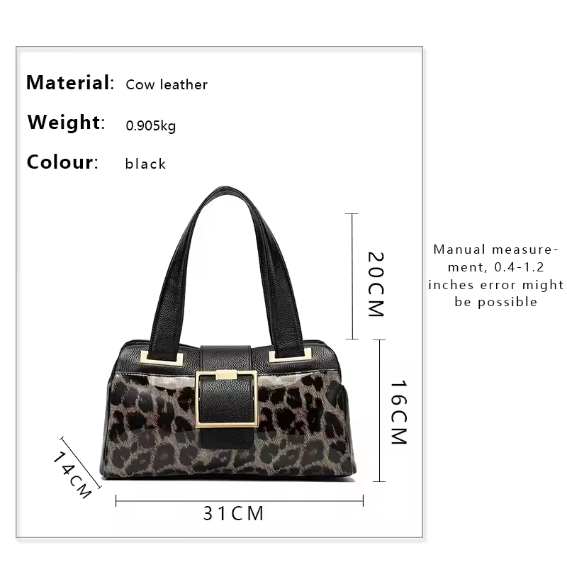 Classic Leopard Cowhide Crossbody Boston Bag – Chic & Stylish