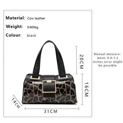 Classic Leopard Cowhide Crossbody Boston Bag – Chic & Stylish