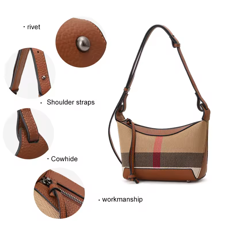 Canvas & Cowhide Crossbody Bag – Stylish & Versatile